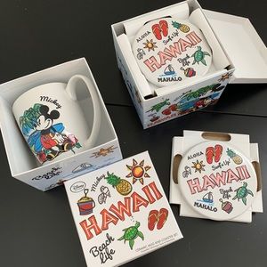 Disney Hawaii Mickey Mug + Coaster Set